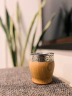 Mate de Algarrobo Artesanal cincelado de acero inoxidable